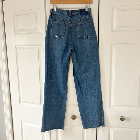 Abercrombie & Fitch The Loose High Rise Jeans Medium Wash Raw Hem 27/4L EUC - Picture 12 of 12